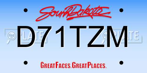 D71TZM South Dakota License Plate