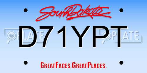D71YPT South Dakota License Plate