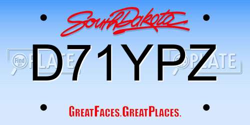 D71YPZ South Dakota License Plate