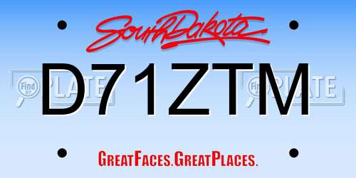 D71ZTM South Dakota License Plate