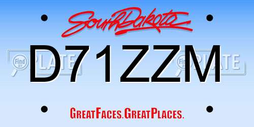 D71ZZM South Dakota License Plate