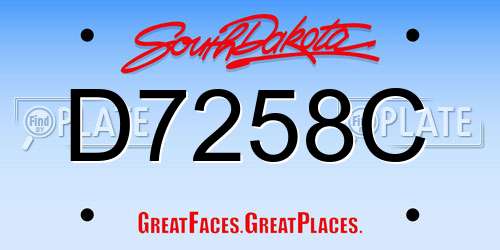 D7258C South Dakota License Plate