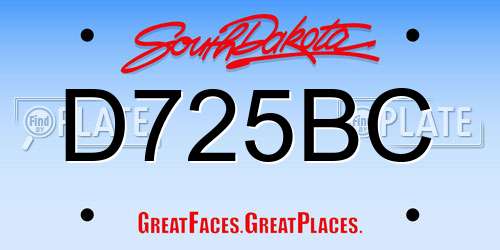 D725BC South Dakota License Plate
