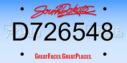 D726548 South Dakota License Plate
