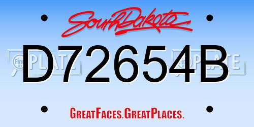 D72654B South Dakota License Plate