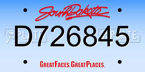 D726845 South Dakota License Plate