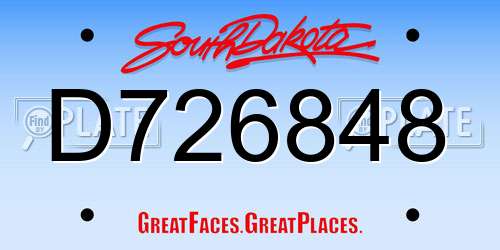 D726848 South Dakota License Plate