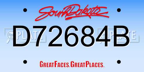 D72684B South Dakota License Plate