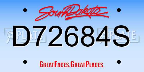 D72684S South Dakota License Plate