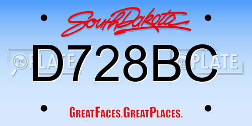 D728BC South Dakota License Plate