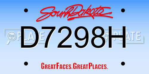 D7298H South Dakota License Plate