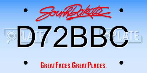 D72BBC South Dakota License Plate