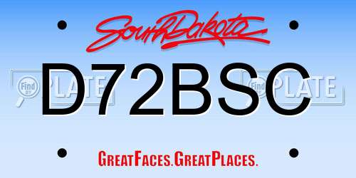 D72BSC South Dakota License Plate