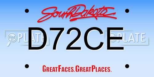 D72CE South Dakota License Plate