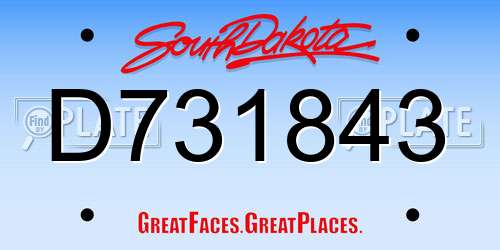 D731843 South Dakota License Plate