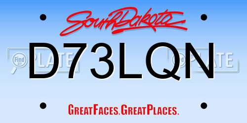 D73LQN South Dakota License Plate