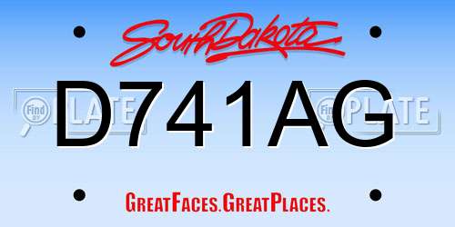 D741AG South Dakota License Plate