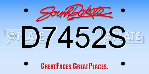 D7452S South Dakota License Plate