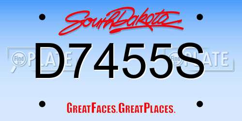 D7455S South Dakota License Plate