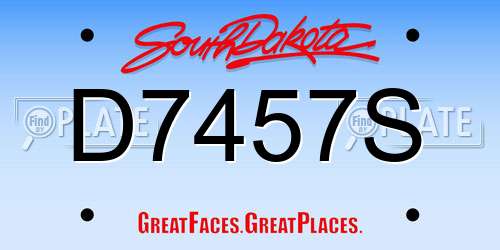 D7457S South Dakota License Plate