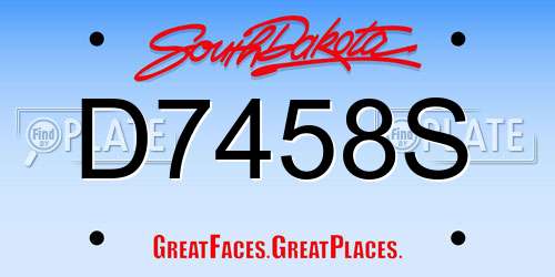 D7458S South Dakota License Plate
