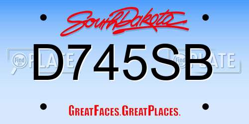 D745SB South Dakota License Plate