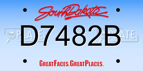 D7482B South Dakota License Plate
