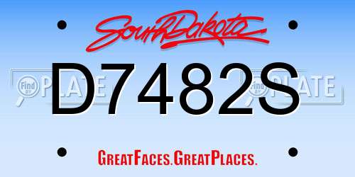 D7482S South Dakota License Plate