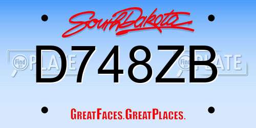 D748ZB South Dakota License Plate