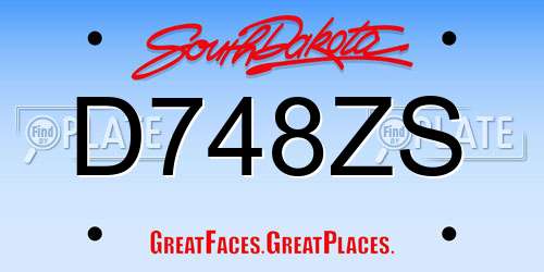 D748ZS South Dakota License Plate