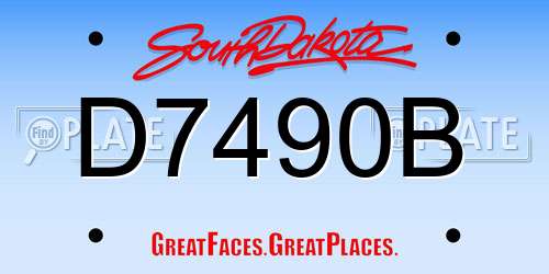 D7490B South Dakota License Plate