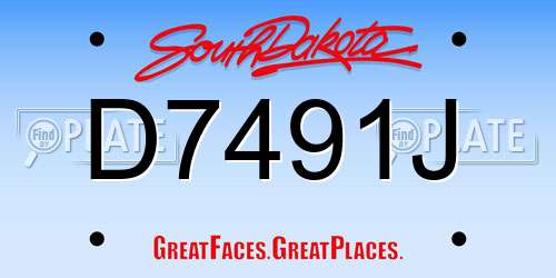 D7491J South Dakota License Plate