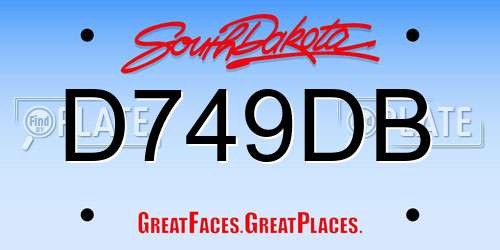 D749DB South Dakota License Plate