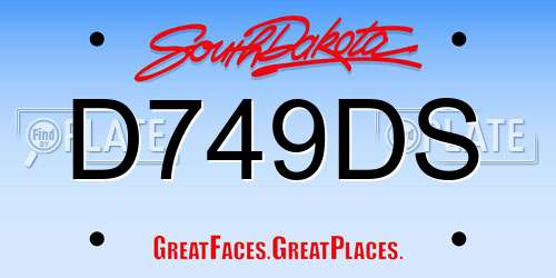 D749DS South Dakota License Plate