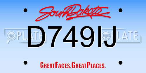 D749IJ South Dakota License Plate