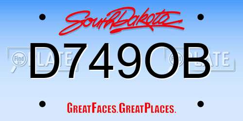 D749OB South Dakota License Plate