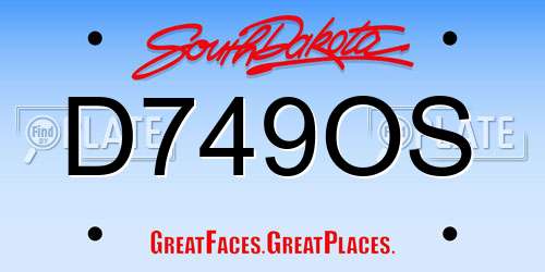 D749OS South Dakota License Plate
