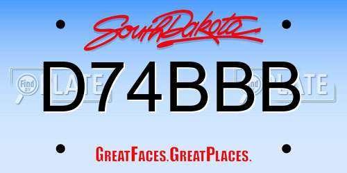 D74BBB South Dakota License Plate