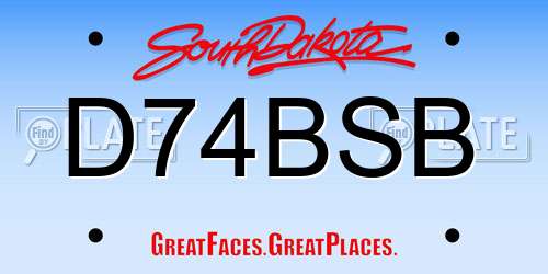 D74BSB South Dakota License Plate
