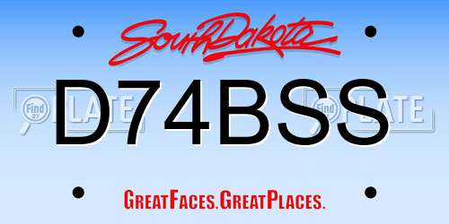 D74BSS South Dakota License Plate