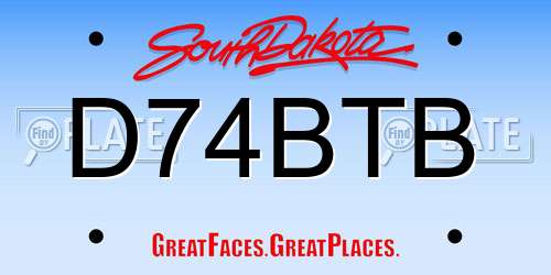 D74BTB South Dakota License Plate