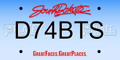 D74BTS South Dakota License Plate