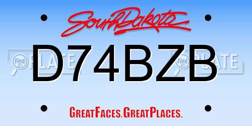 D74BZB South Dakota License Plate