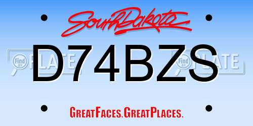 D74BZS South Dakota License Plate