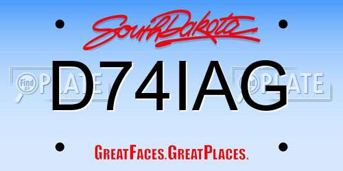 D74IAG South Dakota License Plate