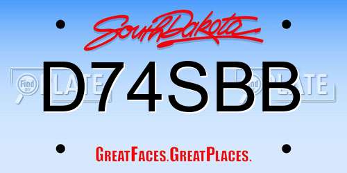 D74SBB South Dakota License Plate
