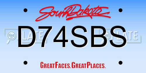 D74SBS South Dakota License Plate