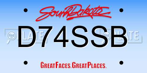 D74SSB South Dakota License Plate