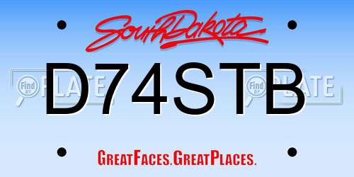 D74STB South Dakota License Plate