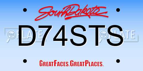 D74STS South Dakota License Plate